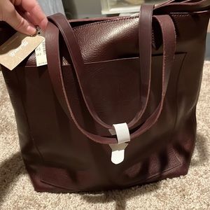 Madewell Medium Zip Top Transport Bag Burgundy